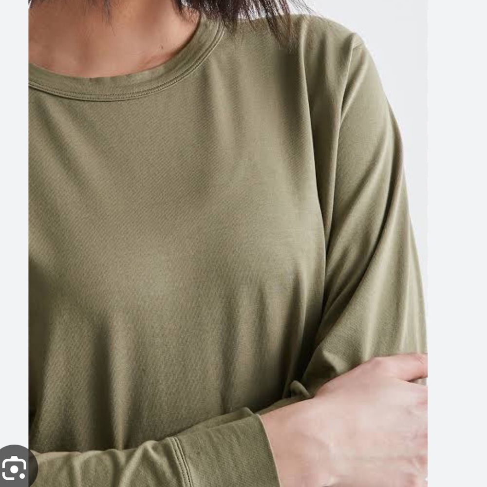 Duer Dura Soft Midweight Crop Long Sleeve Tee Olive Green - Picture 2 of 7